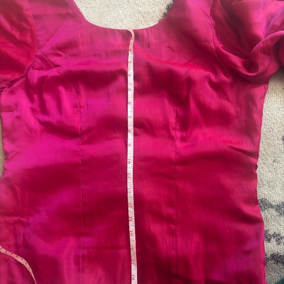 vintage shifting fabric blouse with bows on the back- duo chrome - Picture 9 of 12